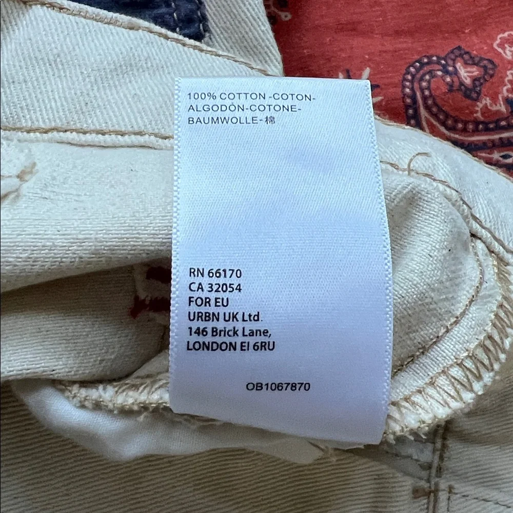 BDG Urban Outfitters Bandana Patchwork Jeans wide leg White Red Blue size 24 - Picture 9 of 12